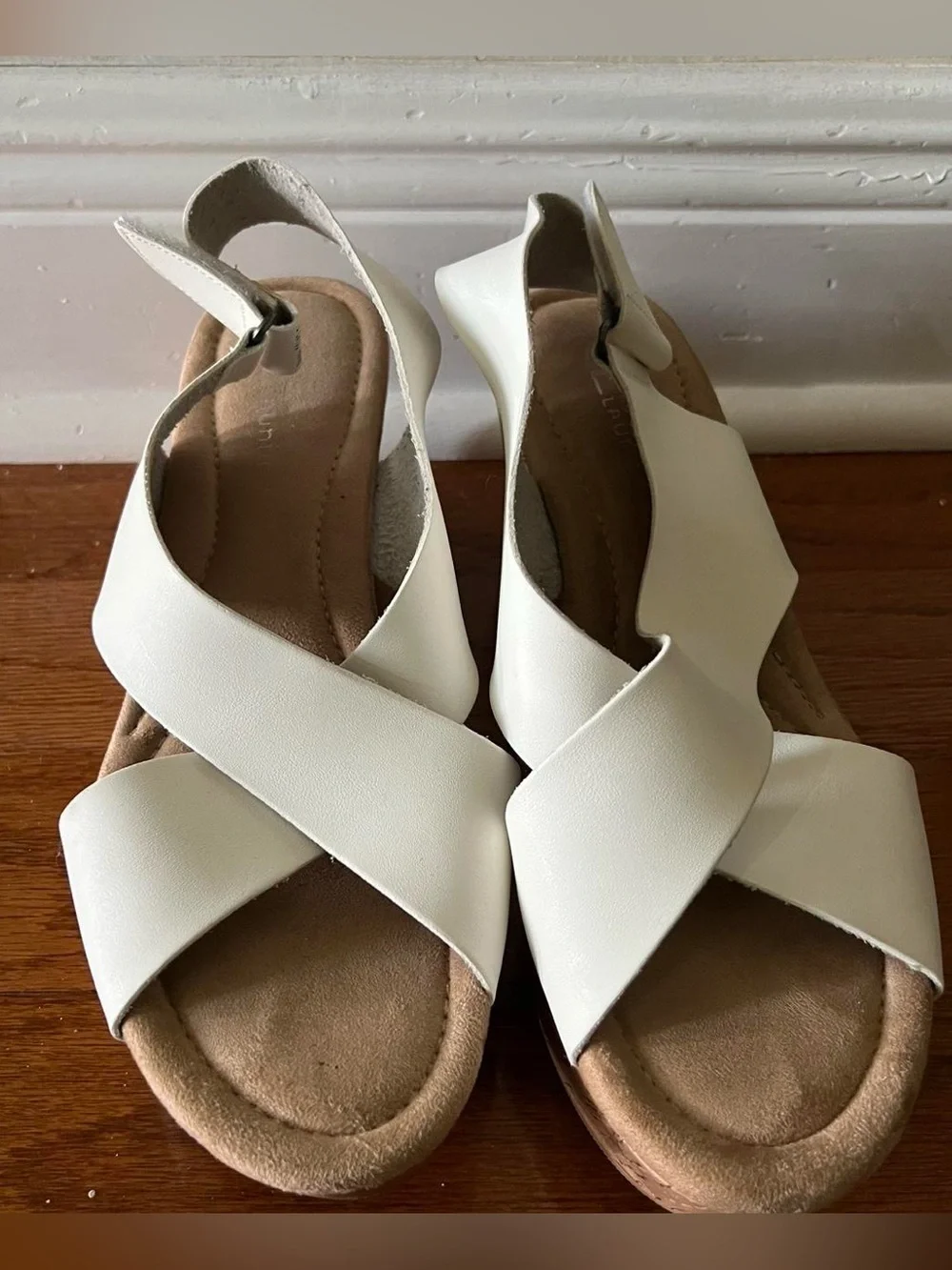 Women’s White Cork Wedge Sandals